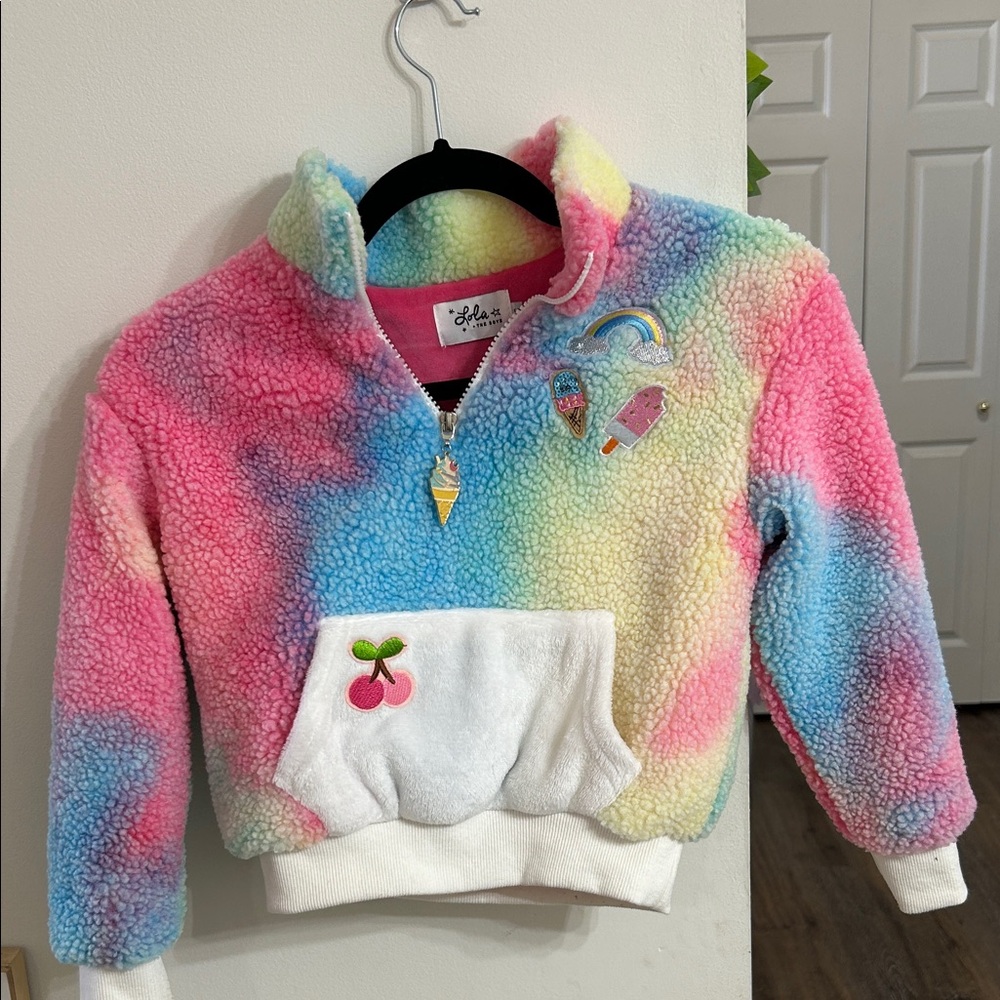 Lola + The Boys Colorful Fleece Sweatsuit with Fun Patches - Picture 3 of 4